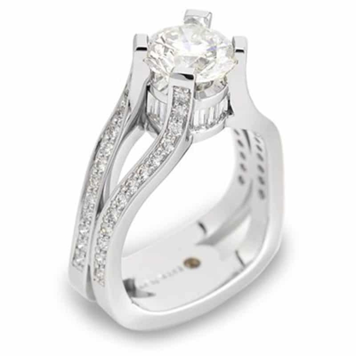 Interlude Round Brilliant and Baguette Diamond Ring