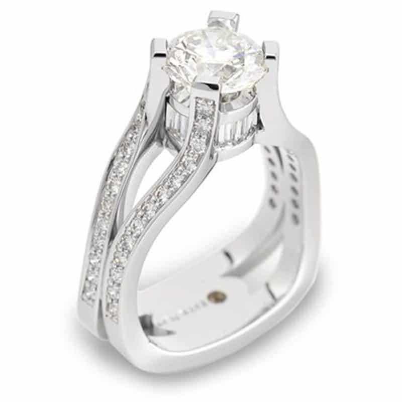 Interlude Round Brilliant and Baguette Diamond Ring