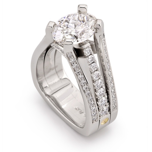 Interlace Oval Diamond and Platinum Bridal Ring