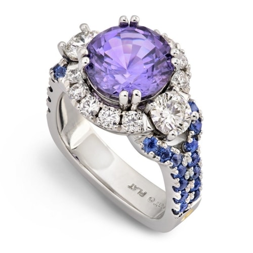 Deco Purple Spinel and Blue Sapphire Ring