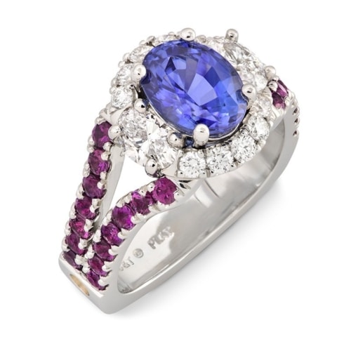 Deco Blue and Purple Sapphire Ring