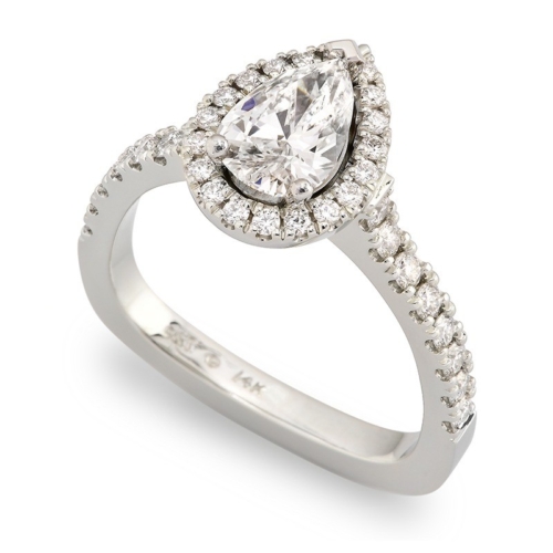 Pear Shape Diamond Halo Style Engagement Ring