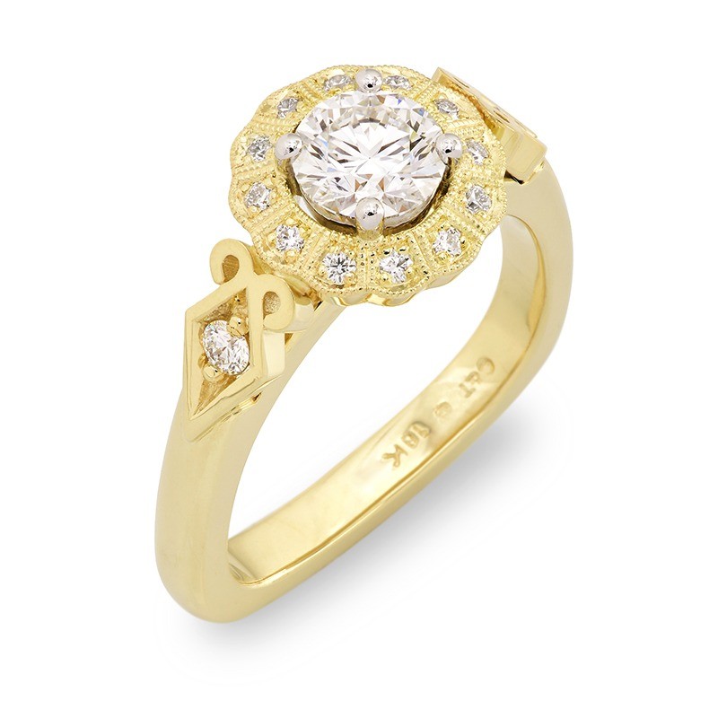 Yellow Gold Diamond Halo Engagement Ring