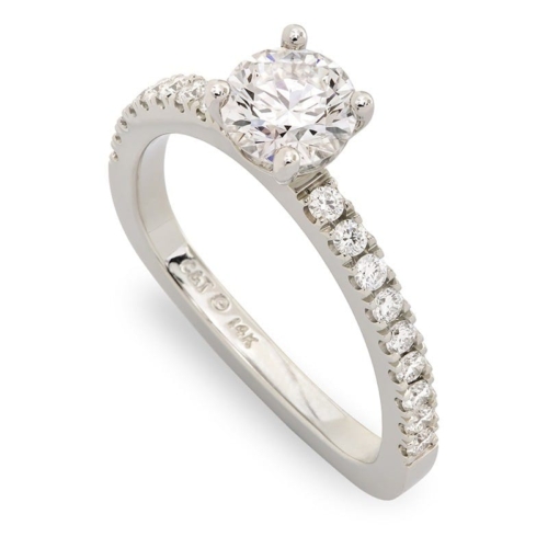 Split Prong Band Diamond Solitaire Engagement Ring