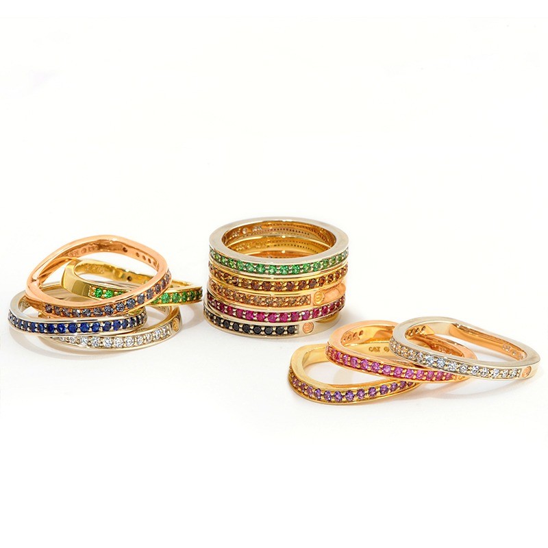 Stackable Gemstone and Diamond Bands
