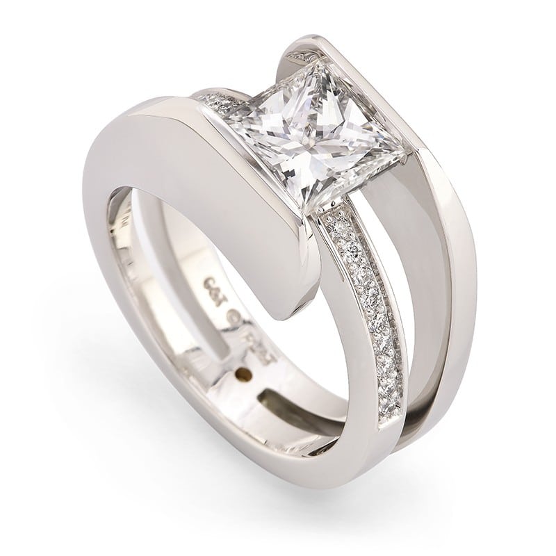 Nautilus Princess Cut Diamond Platinum Ring