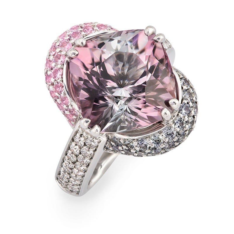Crescendo Bi-Color Tourmaline and Diamond Pave Ring