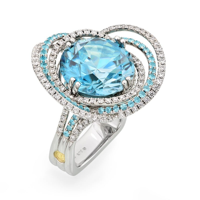 Orbit Blue Zircon Fashion Ring