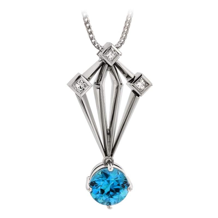 Deco Blue Zircon Pendant