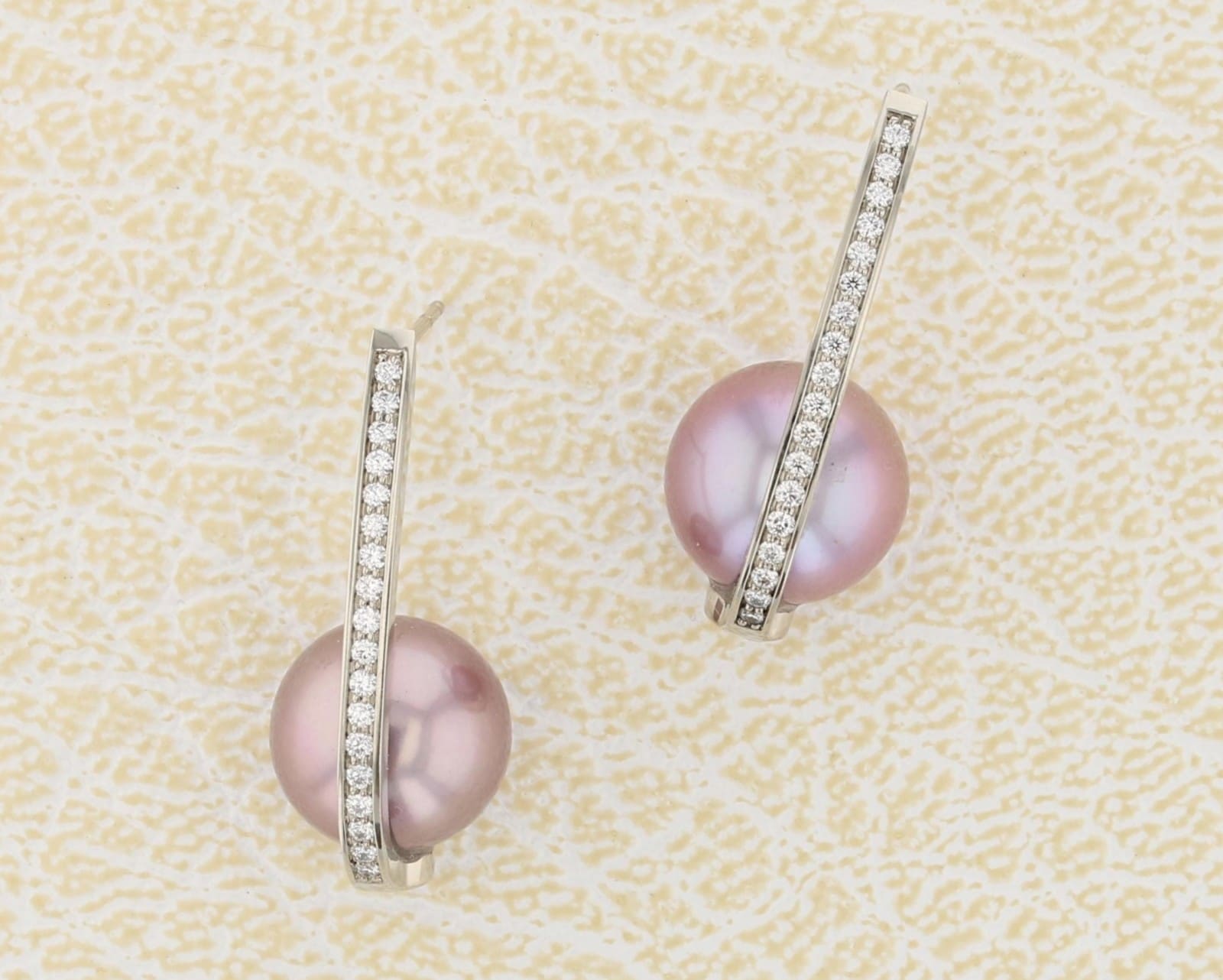 axis diamond and pearl palladium earrings