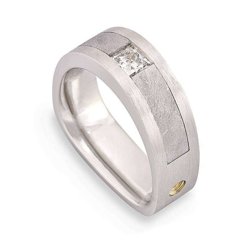 Paragon Meteorite and Princess Cut Diamond Ring
