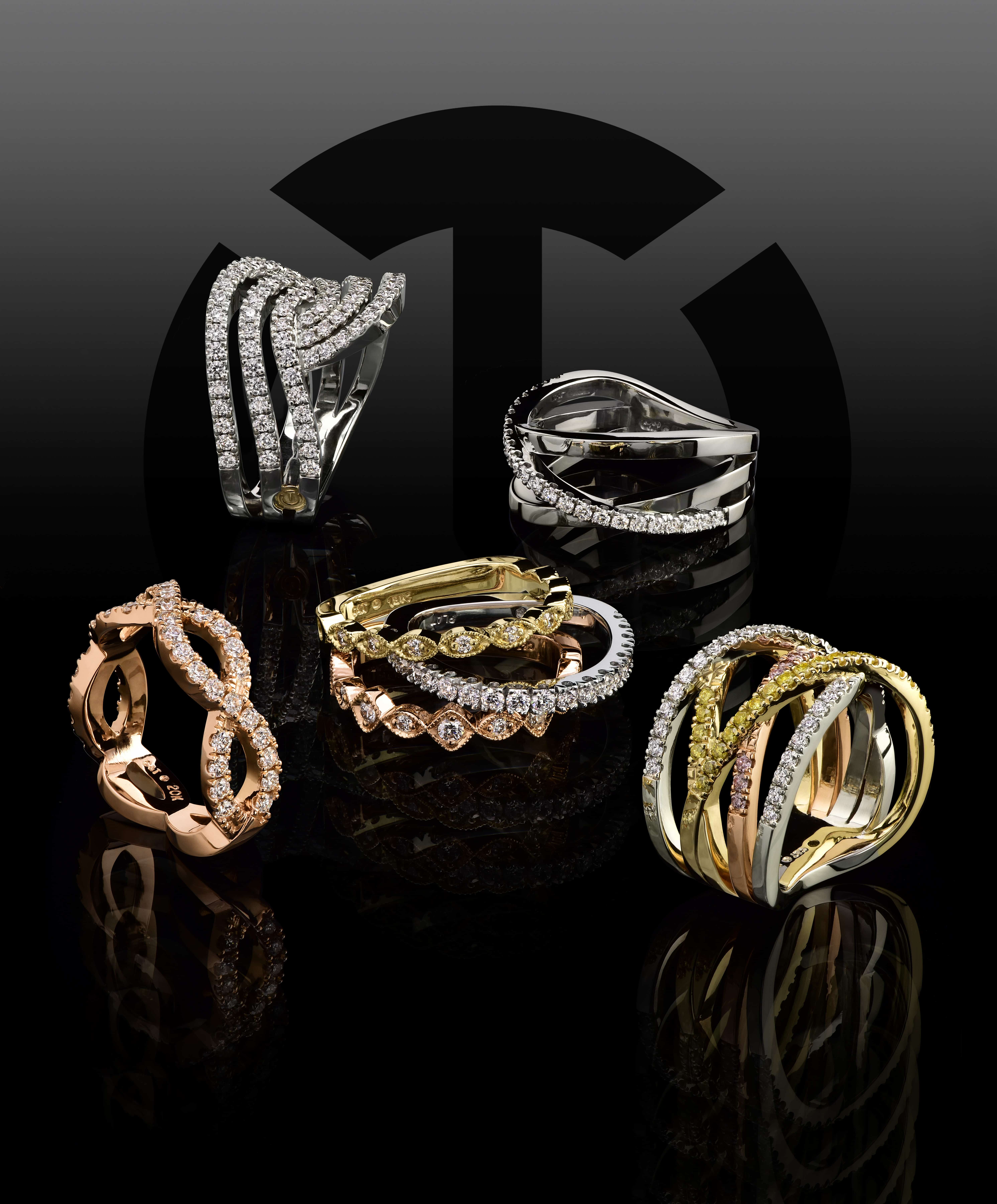 interlude ring, affinity interlace navette paragon diamond rings