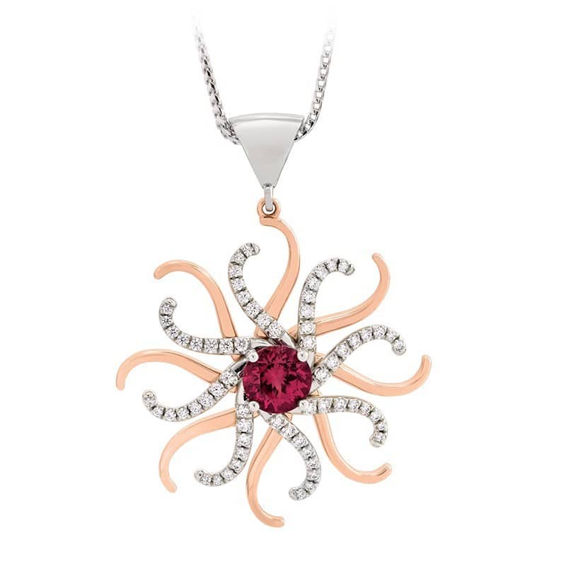 nouveau diamond and garnet pendant