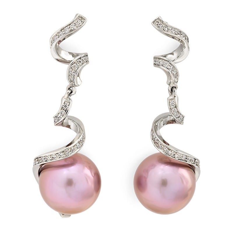 freshwater pink pearl earrings
