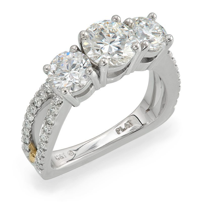 interlude 3-stone diamond platinum ring