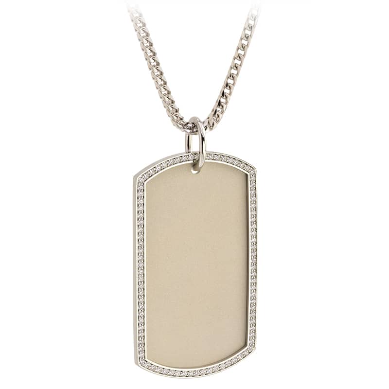 White Gold and Diamond Dog Tag