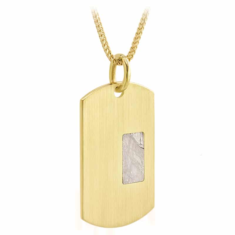 Yellow Gold and Meteorite Dog Tag