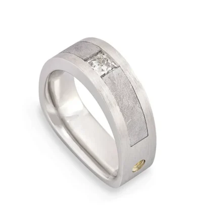Paragon Meteorite and Princess Cut Diamond Ring