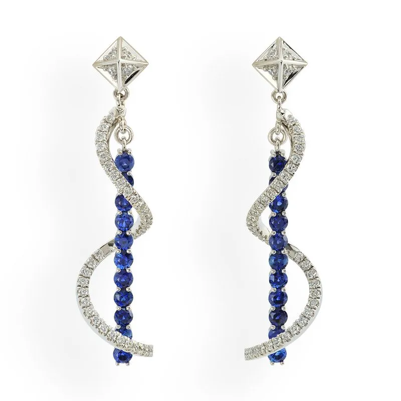 Nautilus Blue Sapphire and Diamond Earrings